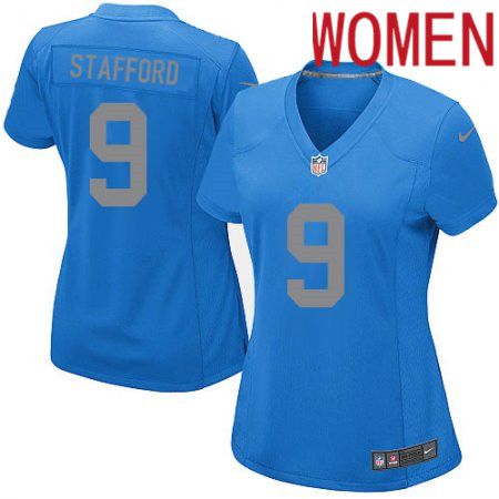 Cheap Women Detroit Lions 9 Matthew Stafford Nike Blue Game Alternate Player NFL Jersey